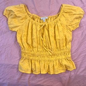 Papaya Yellow Puff Sleeve Top